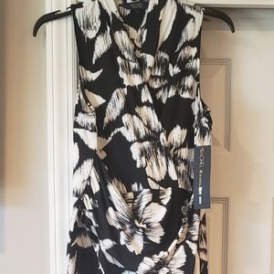 NWT RACHEL Rachel Roy black&white floral dress SzL